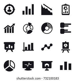 16 vector icon set : target audience, graph, crisis, report, diagram, circle diagram, presentation