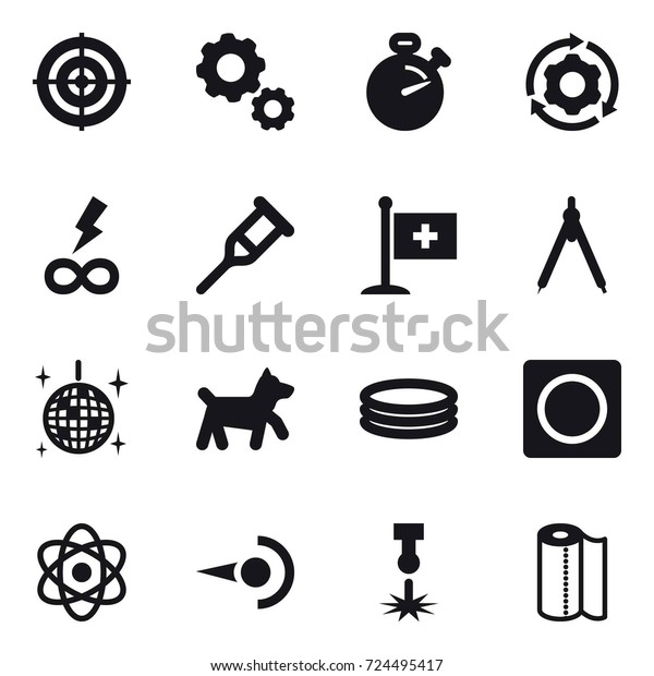 16 Vector Icon Set Target Gear Stock Vector Royalty Free 724495417