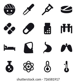 16 vector icon set : thermometer