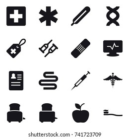 16 vector icon set : toaster, apple, tooth brush