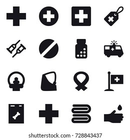 16 vector icon set : towel, hand drop