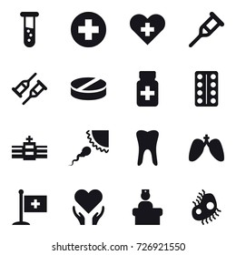 16 vector icon set : vial, microb