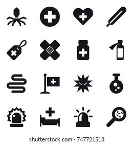 16 vector icon set : virus, hospital, alarm, viruses