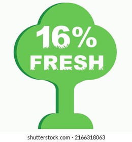 16% Vector Illustration of Fresh food everyday graphic label or sticker on white background, vector design illustration. Suitable for product label
