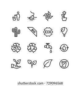 16 Vector mixed icons of nature and clean environment