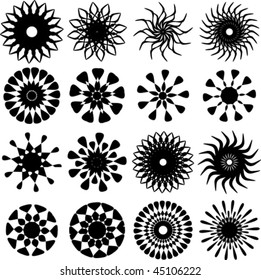 16 vector ornaments (black flowers)