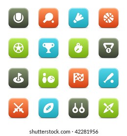 16 vector sport icons for your site or software. The vector file includes each icon in four different colors.