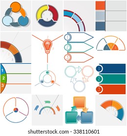 16 vector templates, Infographics cyclic processes, text area for three position possible to use for work flow, banner, diagram, web design