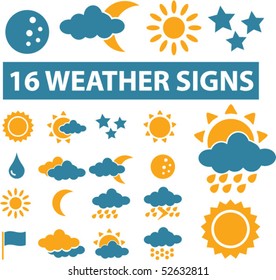 16 weather signs. vector