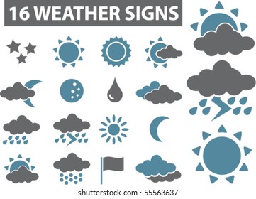 16 weather signs. vector