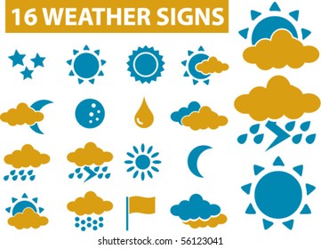 16 Wetterzeichen. Vektorgrafik