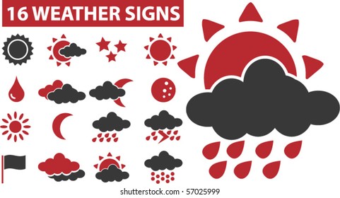 16 weather signs. vector