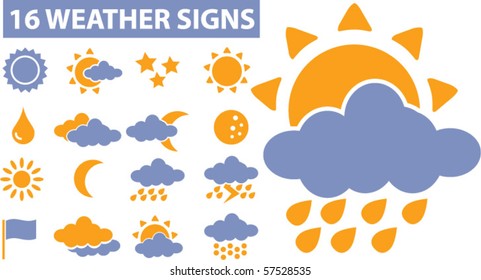 16 weather signs. vector