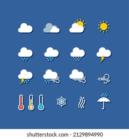 16 wheather icon set modern simple flat color