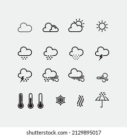 16 wheather icon set modern simple outline