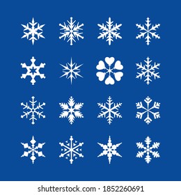 16 winter snowflackes vector icons