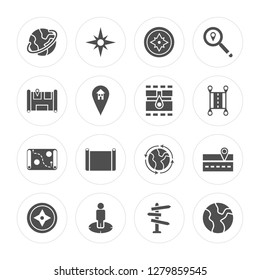 16 World, Compass, Location, Map, Map modern icons on round shapes, vector illustration, eps10, trendy icon set.