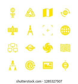 16 world icons with map and landscape picture in this set
