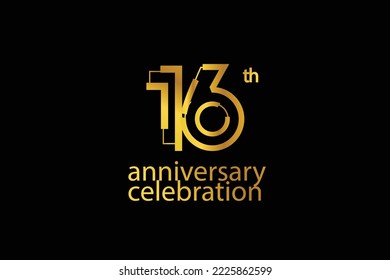 16 year anniversary celebration abstract style logotype. anniversary with purple, yellow, orange color isolated on white background, vector design for celebration vector