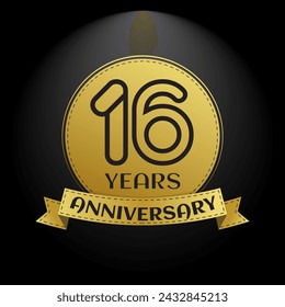 16 Year Anniversary Celebration. Happy 16th year Anniversary design element. Vector illustration for banner, greeting card, invitation card with Wedding party event decoration.