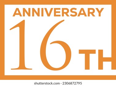 16 year anniversary celebration. Anniversary logo elegance golden color isolated, vector design for celebration, invitation card, and greeting card