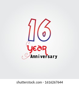 16 year anniversary celebration logotype, vector design for celebration, invitation card, and greeting