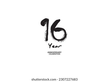 16 year anniversary celebration logotype on white background for poster, banner, flyer, invitations or greeting card, 16 number logo design, 16th Birthday invitation, anniversary vector template