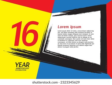 16 year anniversary celebration on modern background for poster, banner, leaflet, flyer, brochure, web, invitations or greeting card, 16 number design, 16th Birthday invitation, anniversary logo