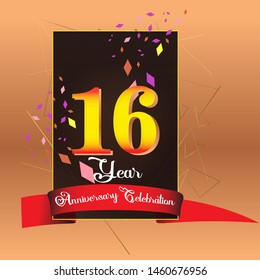 16 Year Anniversary Celebration Vector Template Design Illustration