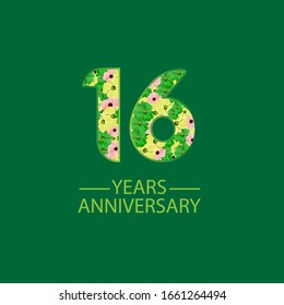 Ilustración de diseño de plantillas vectoriales de celebración del 16 años