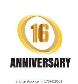 Celebración del aniversario de 16 años, diseño vectorial para celebraciones, tarjetas de invitación y tarjetas de felicitación