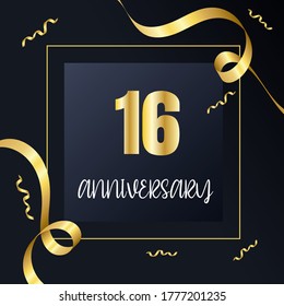 16 year anniversary celebration, vector design for celebrations, invitation cards and greeting cards