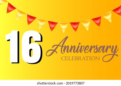 16 year anniversary celebration, vector design for celebrations, invitation cards and greeting cards