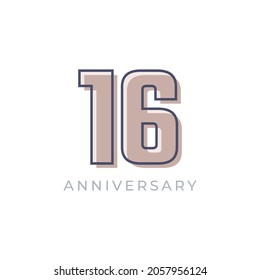 16 Year Anniversary Celebration Vector. Happy Anniversary Greeting Celebrates Template Design Illustration