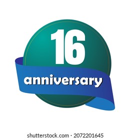 Celebración del aniversario de 16 años, diseño vectorial para celebraciones, tarjetas de invitación y tarjetas de felicitación