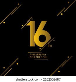 16 year anniversary celebrations logo design concept. vector template illustration