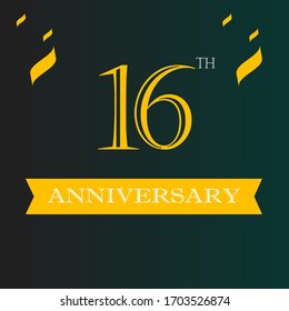 Plantilla de logo para el aniversario de 16 años, etiqueta de icono para el aniversario de 16 años, símbolo de fiesta para el aniversario de 16 años