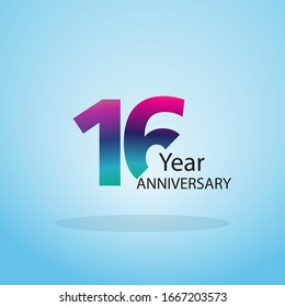 16 Year Anniversary Logo Vector Template Design Illustration