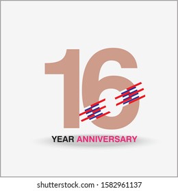 16 Year Anniversary Vector Template Design Illustration