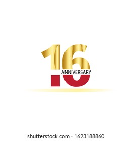 16 Year Anniversary Vector Template Design Illustration