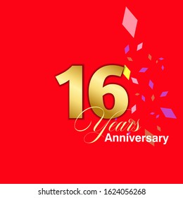 16 Year Anniversary Vector Template Design Illustration