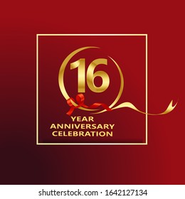 16 Year Anniversary Vector Template Design Illustration