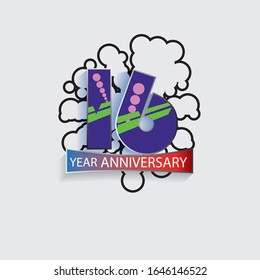 16 Year Anniversary Vector Template Design Illustration