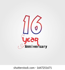 16 Year Anniversary Vector Template Design Illustration