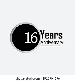 16 Year Anniversary Vector Template Design Illustration Back Circle White Background