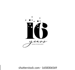 16 years anniversary or birthday celebration design template Vector.