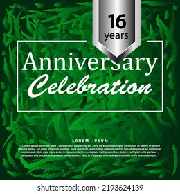 16 Years anniversary celebration 3d vector template design illustration