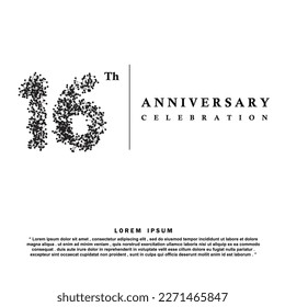 16 Years anniversary celebration 3d vector template design illustration