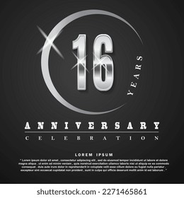 16 Years anniversary celebration 3d vector template design illustration