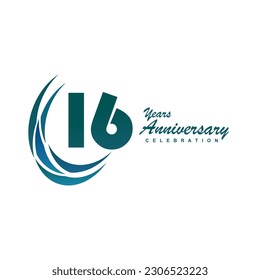 16 Years anniversary celebration 3d vector template design illustration